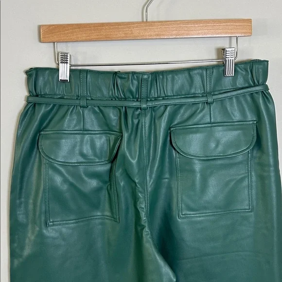 Anthropologie Pilcro Faux Leather Soft Parachute Pants Dark Green Sz S NEW - Picture 9 of 15